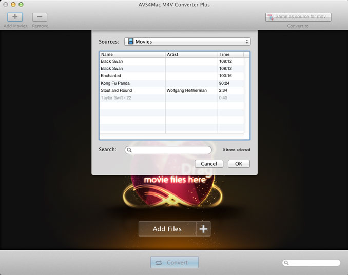 add iTunes M4V videos