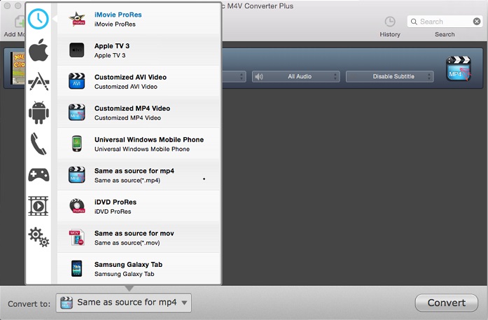 choose mp4 output format