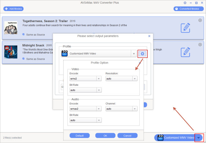 choose WMV format as output