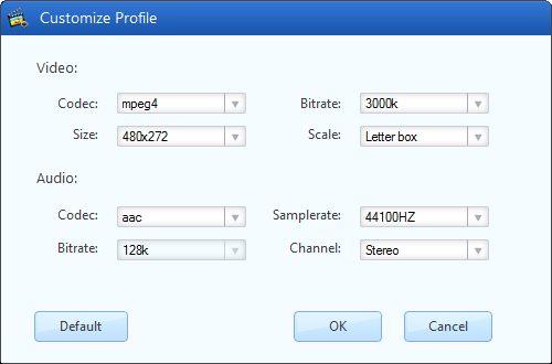 customize mp4 profile for psp