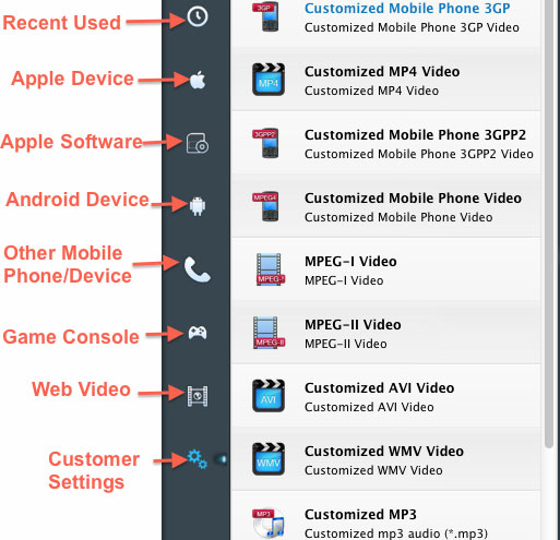 choose output format