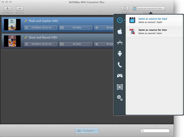 slect mp4 as output format